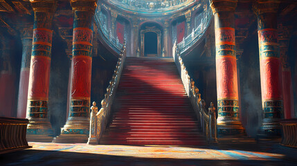 Staircase in the temple of heaven. Basilica. Illustration