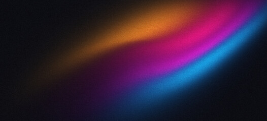 Abstract grainy gradient background with blue purple orange pink black glowing color wave a dark backdrop noise texture perfect for banner poster or header cover design