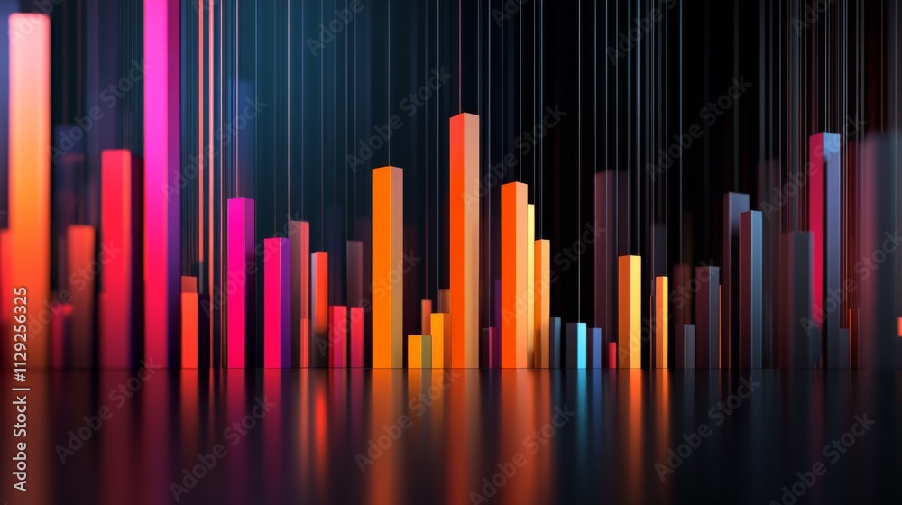 Poster colorful abstract visualization of data with bar graph elements