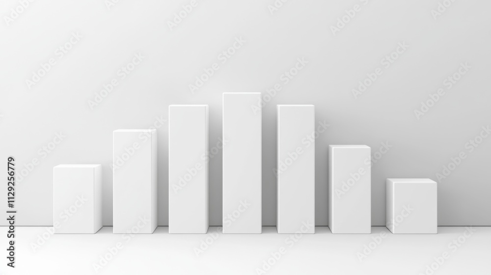 Poster simple white 3d bar graph on minimalist background for data analysis