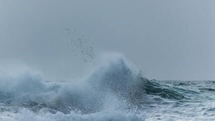 waves crashing on the rocks