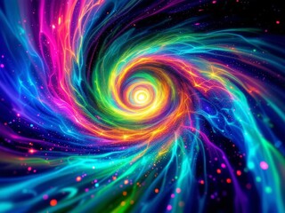 Obraz premium Galactic whirl of vibrant colors swirls through the cosmos, revealing the beauty of the universe in stunning brilliance