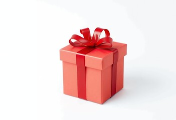 Obraz premium Red Gift Box with Red Ribbon Present Surprise Holiday