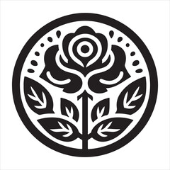 Creative art digital illustration of a rose icon logo