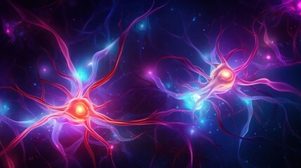 Abstract Representation Of Two Interconnected Neurons