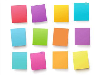A set of colorful sticky notes isolated on a white background