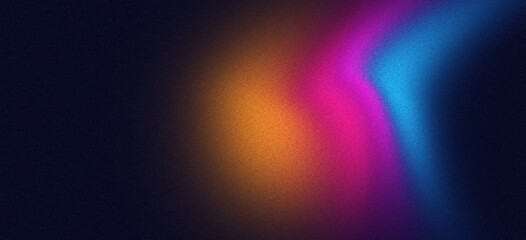 Abstract grainy gradient background with blue purple orange pink black glowing color wave a dark backdrop noise texture perfect for banner poster or header cover design