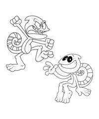 Chameleon coloring  page for kids and adults.  Funny Chameleon coloring book page for children.