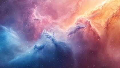 Fototapeta premium A dreamy pastel cosmic nebula image ideal for space-themed designs, astronomy events, or as a serene backdrop for inspirational quotes.