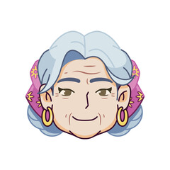 Vector Old Smiling Woman Avatar Cartoon Illustration Isolated