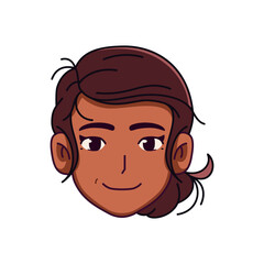Vector Young Smiling Black Woman Avatar Cartoon Illustration Isolated