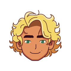 Vector Young Smiling Man Avatar Cartoon Illustration Isolated