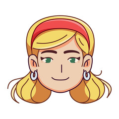 Vector Young Smiling Woman Avatar Cartoon Illustration Isolated