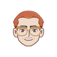 Vector Young Smiling Man Avatar Glasses Cartoon Illustration Isolated