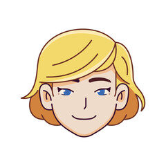 Vector Young Smiling Woman Avatar Cartoon Illustration Isolated