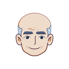 Vector Old Smiling Man Avatar Cartoon Illustration Isolated