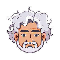 Vector Old Smiling Man Avatar Beard Cartoon Illustration Isolated