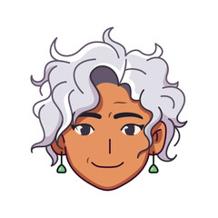 Vector Young Smiling Black Woman Avatar Cartoon Illustration Isolated