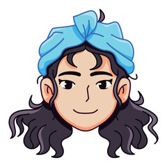 Vector Young Smiling Woman Avatar Scarf Cartoon Illustration Isolated