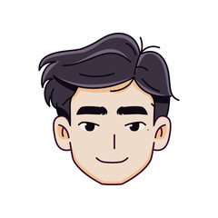 Vector Young Smiling Man Avatar Cartoon Illustration Isolated