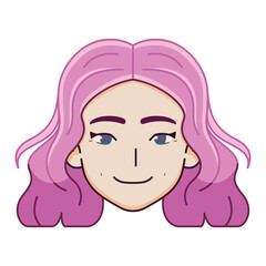 Vector Young Smiling Woman Avatar Cartoon Illustration Isolated