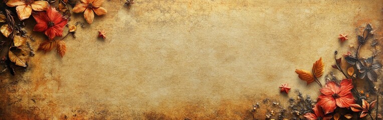 Obraz premium A beautifully decorated parchment-style book page with floral patterns, stars