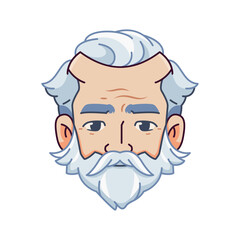 Vector Old Smiling Man Avatar Beard Cartoon Illustration Isolated
