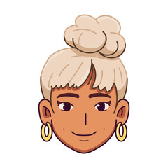 Vector Young Smiling Black Woman Avatar Cartoon Illustration Isolated