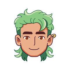 Vector Young Smiling Man Avatar Cartoon Illustration Isolated