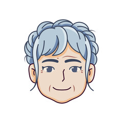 Vector Old Smiling Woman Avatar Cartoon Illustration Isolated