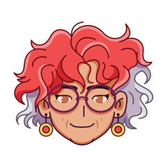 Vector Young Smiling Woman Avatar Glasses Cartoon Illustration Isolated