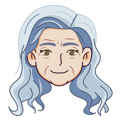 Vector Old Smiling Woman Avatar Cartoon Illustration Isolated