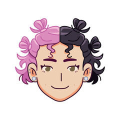 Vector Young Smiling Woman Avatar Cartoon Illustration Isolated