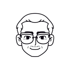 Vector Young Smiling Man Avatar Glasses Cartoon Illustration Isolated