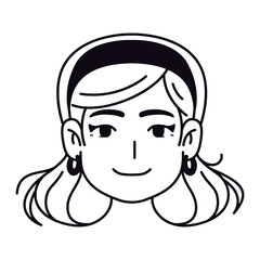 Vector Young Smiling Woman Avatar Cartoon Illustration Isolated