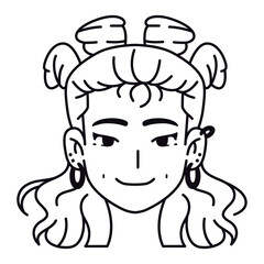 Vector Young Smiling Woman Avatar Cartoon Illustration Isolated