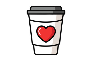 Disposable coffee cup with love icon vector illustration