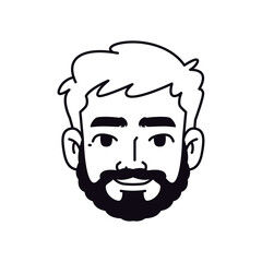 Vector Young Smiling Man Avatar Beard Cartoon Illustration Isolated