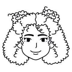 Vector Young Smiling Black Woman Avatar Cartoon Illustration Isolated