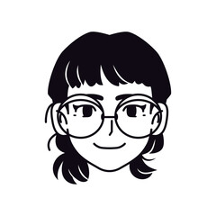 Vector Young Smiling Woman Avatar Glasses Cartoon Illustration Isolated