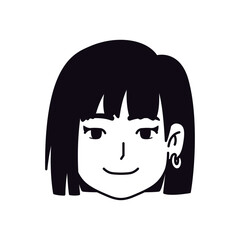 Vector Young Smiling Woman Avatar Cartoon Illustration Isolated