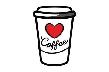 Disposable coffee cup with love icon vector illustration