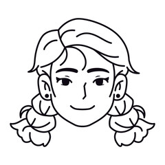 Vector Young Smiling Woman Avatar Cartoon Illustration Isolated