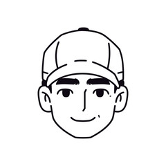 Vector Young Smiling Man Avatar Cap Cartoon Illustration Isolated