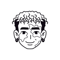 Vector Young Smiling Black Man Avatar Cartoon Illustration Isolated