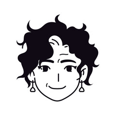 Vector Young Smiling Black Woman Avatar Cartoon Illustration Isolated