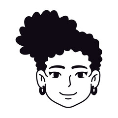 Vector Young Smiling Black Woman Avatar Cartoon Illustration Isolated