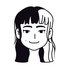 Vector Young Smiling Woman Avatar Cartoon Illustration Isolated