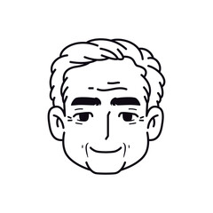 Vector Old Smiling Man Avatar Cartoon Illustration Isolated