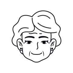 Vector Old Smiling Woman Avatar Cartoon Illustration Isolated